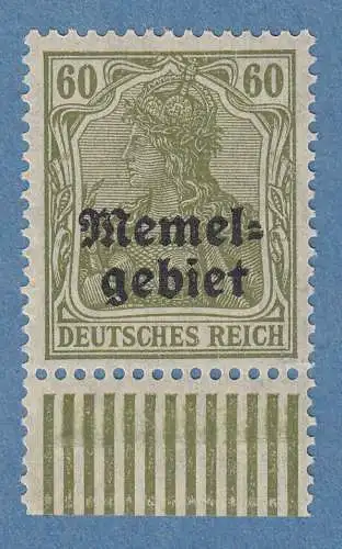 Memelgebiet Germania 60 Pfg Mi.-Nr. 16y gerrifelter Gummi ** gpr. MATHEISEN BPP