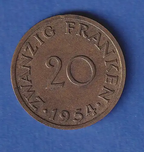 Saarland 1954 Kursmünze, 20 Franken 