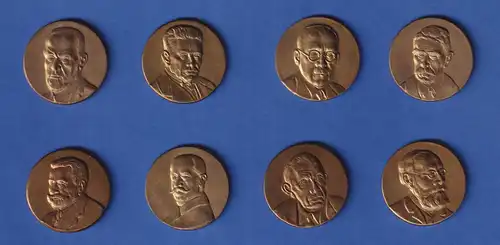 Acht Messing-Medaillen - Berühmte Mediziner 