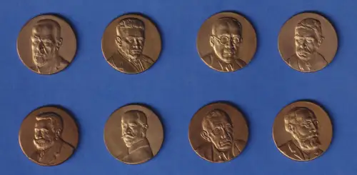 Acht Messing-Medaillen - Berühmte Mediziner 