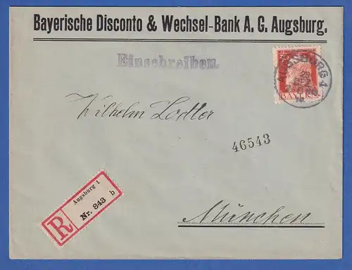 Bayern 30 Pfennig Luitpold Mi-Nr. 81 II auf R-Brief von Augsburg nach München