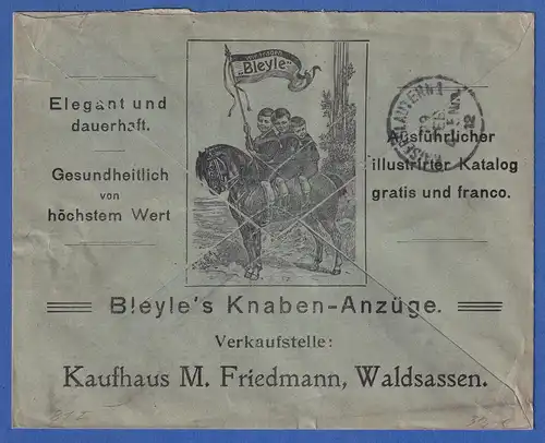 Bayern 30 Pfennig Mi-Nr. 81 I auf R-Brief von Waldsassen nach Kaiserslautern 