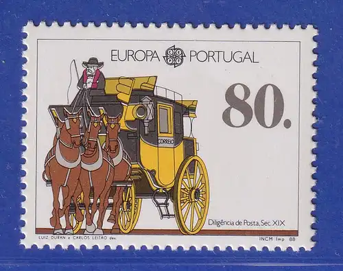 Portugal 1988 Postkutsche Hintergrund weiss / branco Mi.-Nr. 1754 a **