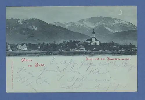 AK Bayern Gruß aus Bichl mit der Benediktenwand  gelaufen um 1900 nach München
