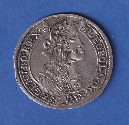 Österreich  Silbermünze 1674 Kaiser Leopold I. 15 Kreuzer - Patrona Hungariae