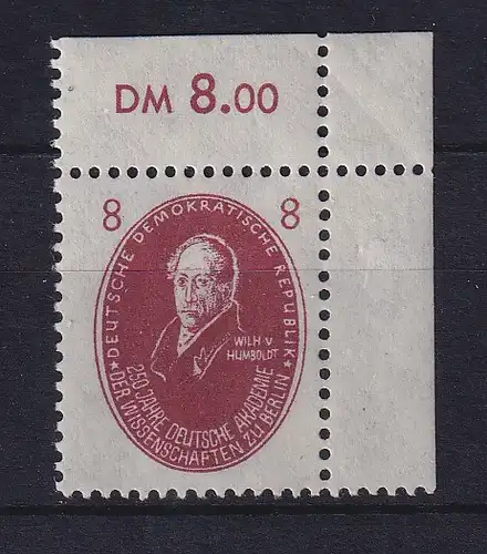 DDR 1950 Wilhelm von Humboldt Mi.-Nr. 264 Eckrandstück OR postfrisch **