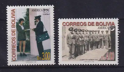 Bolivien 1998 Amerika 1997: Der Postbote Mi.-Nr. 1367-1368 postfrisch **