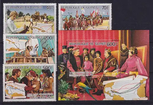 Guinea 1986 Columbus - Entdeckung Amerikas Mi.-Nr. 1123-1126 und Block 229 A **