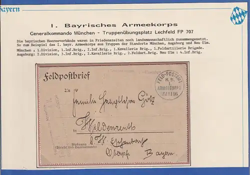 Bayern 1916 Feldpostbrief vom Truppenübungsplatz Lechfeld
