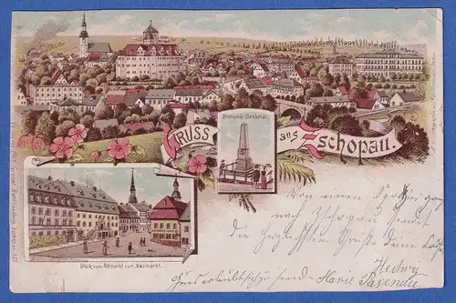 AK Gruß aus Zschopau Sachsen gelaufen 1898