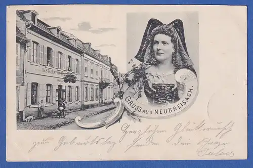 AK Gruß aus Neubreisach Elsass gelaufen 1898