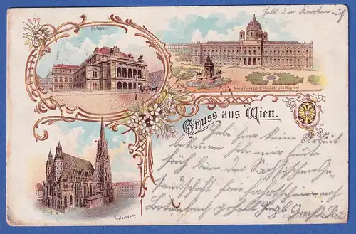 AK Gruß aus Wien Österreich gelaufen 1900