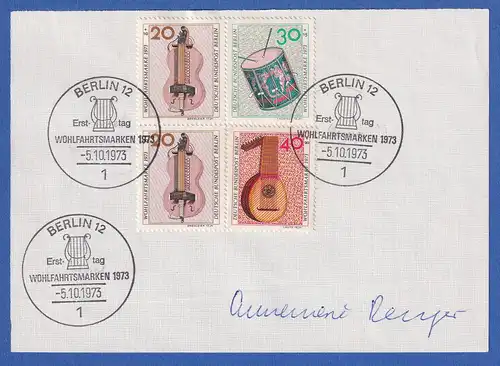 Annemarie Renger original-Autogramm auf Vorlage mit Briefmarke 1973