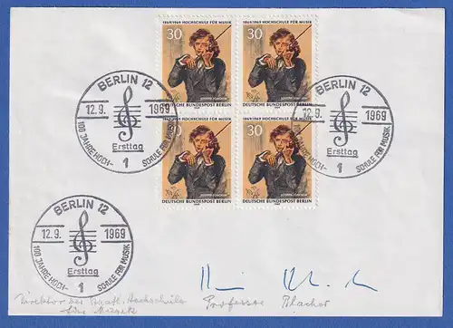 Boris Blacher original-Autogramm auf Vorlage mit Musik-Briefmarke 1969