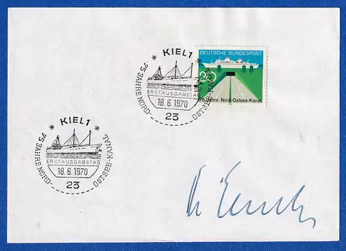 Helmut Lemke original-Autogramm, auf Vorlage mit Briefmarke 1970