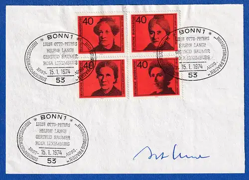 Horst Ehmke original-Autogramm, auf Vorlage mit Briefmarke 1974