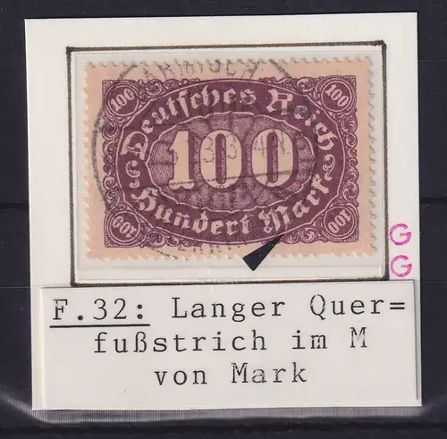 Dt. Reich Inflation Mi.-Nr. 219 mit PLF I gestempelt, gepr. INFLA
