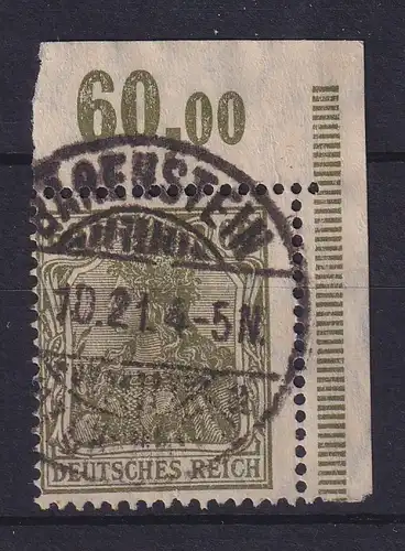 Dt. Reich Inflation, Mi.-Nr. 147 P OR Ecke OR gestempelt gepr. INFLA