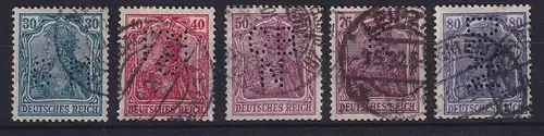 Dt. Reich Inflation, Mi.-Nr. 144-149 Type I mit Firmenlochung O gepr. INFLA