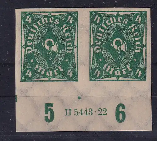 Dt. Reich Inflation Mi.-Nr. 226 a U, UR-Paar mit HAN 5443.22 ** gepr. INFLA