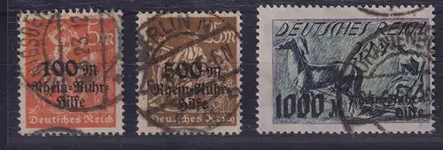 Dt. Reich Inflation, Mi.-Nr. 258-260 gestempelt und gepr. INFLA
