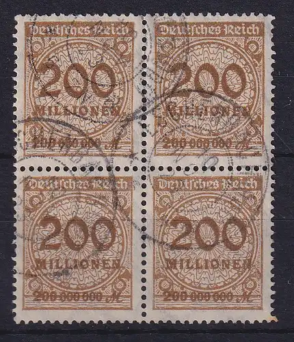 Dt. Reich Inflation, Mi.-Nr. 323 A W a - Viererblock, gestempelt und gepr. INFLA