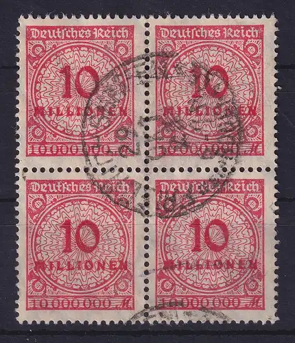Dt. Reich Inflation Mi.-Nr. 318 A P HT Sprung in Rosette O im 4er-Block gepr. 