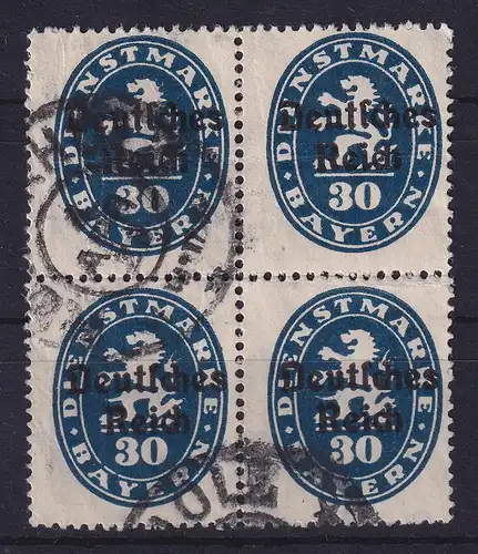 Bayern-Dienstmarke Deutsches Reich 30Pfg Mi.-Nr. 38 Viererblock O, gepr. INFLA