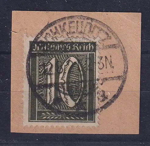 Dt. Reich Inflation 10Pfg schwarzgrün Mi.-Nr.159 b O SCHKEUDITZ gepr. auf Brstk.