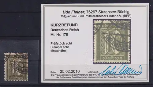 Dt. Reich Inflation, Mi.-Nr. 178 gestempelt gepr. KB FLEINER BPP