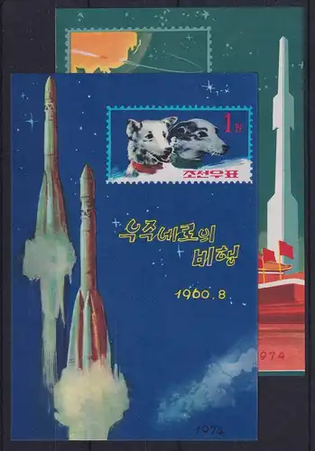 Nordkorea 1974 Sowjetische Raumfahrt Mi.-Nr. Block 9 und Block 10 postfrisch ** 