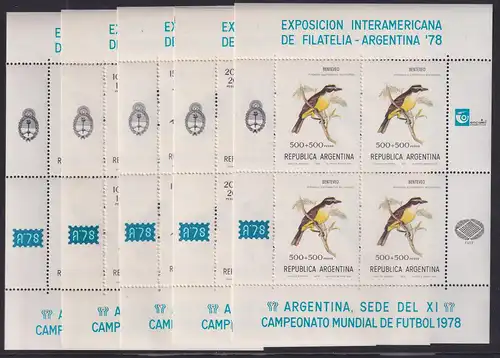 Argentinien 1978 Vögel Kleinbogensatz 5 Klb. Mi.-Nr. 1347-1351 **