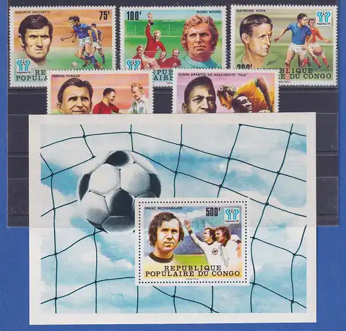 Kongo / Congo 1978 Fußball-WM - Franz Beckenbauer Mi.-Nr. 614-618, Block 15 ** 