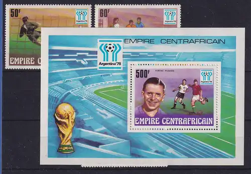 Zentralafrika 1978 Fußball-WM Mi.-Nr. 513-517 und Block 20 postfrisch ** 