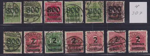 Dt. Reich Inflation Mi.-Nr. 301-312 B (Mi.-Nr. 307 fehlt) 13 Werte O gepr. INFLA