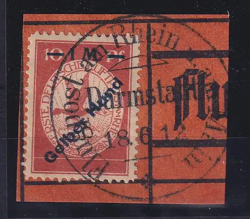 Dt. Reich 1912 Flugpost-Marke Gelber Hund Mi.-Nr. IV gestempelt auf Briefstück