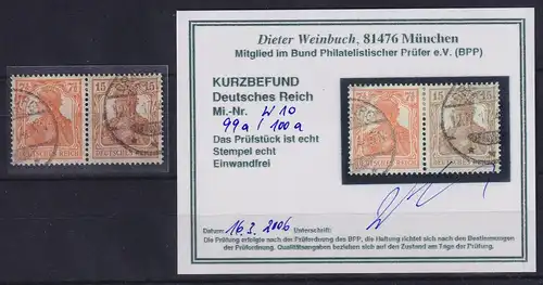 Dt. Reich Inflation Germania-ZSD Mi.-Nr. W 10 aa gestempelt gepr. KB WEINBUCH