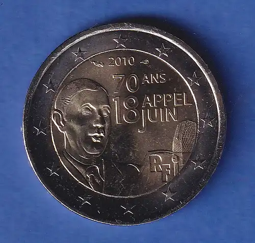 Frankreich 2010 2-Euro-Sondermünze Aufruf vom 18.Juni.1940 bankfr. unzirk. 