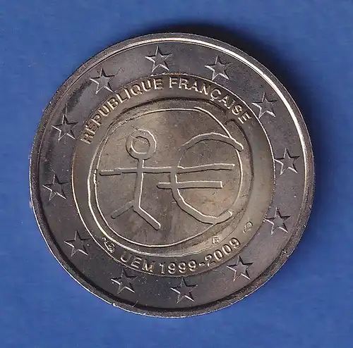 Frankreich 2009 2-Euro-Sondermünze Währungsunion bankfr. unzirk. 
