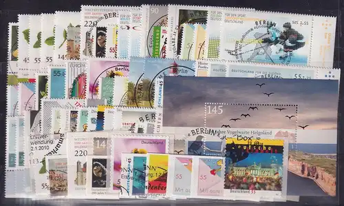 Bundesrepublik Jahrgang 2010 alle Briefmarken kpl. gestempelt 