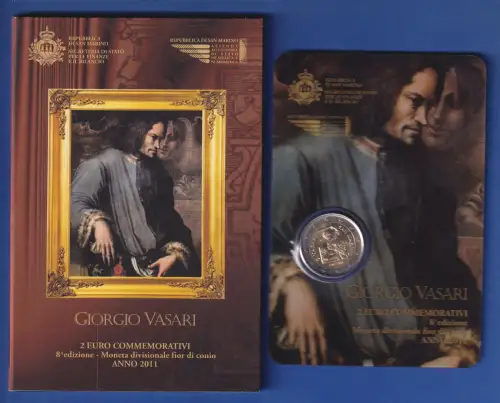 San Marino 2-Euro Gedenkmünze 2011 GIORGIO VASARI stgl im Folder 