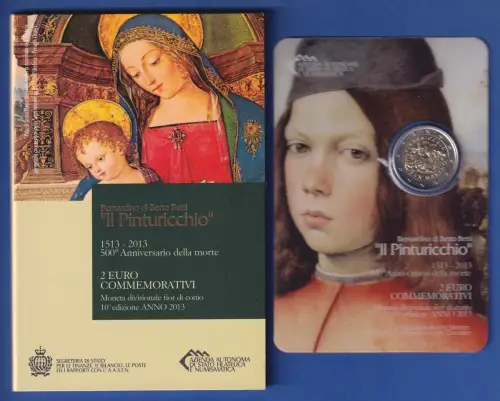 San Marino 2-Euro Gedenkmünze 2013 IL PINTURICCHIO stgl im Folder 