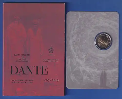 San Marino 2-Euro Gedenkmünze 2015 DANTE ALIGHIERI stgl im Folder 