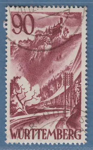Französische Zone Württemberg 90Pfg Mi.-Nr. 37 gest. Freudenstadt gepr. Schlegel