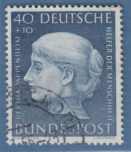 Bund 1954 Höchstwert 40+20 Bertha Pappenheim Mi.-Nr 203 gestempelt gepr. BPP