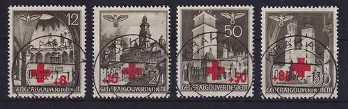 Generalgouvernement 1940 Rotes Kreuz Mi.-Nr. 52-55 alle gestempelt KRAKAU