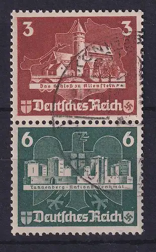 Deutsches Reich 1935 Senkr. ZSD aus OSTROPA-BLOCK Mi.-Nr. 576-577 gestempelt