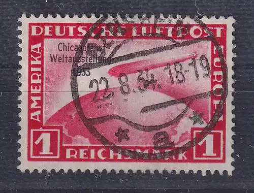Deutsches Reich Zeppelin Chicago-Fahrt 1 Mark  Mi.-Nr. 496 gestempelt BENSHEIM
