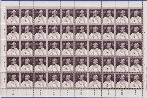 DDR 1990 Papst Johannes Paul II. Mi.-Nr. 3337 kompletter Bogen postfrisch **