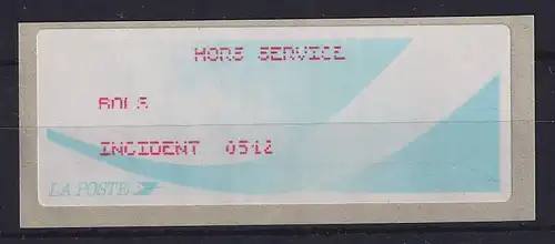 Frankreich ATM Komet Leerfeld mit Inschrift HORS SERVICE INCIDENT 0512